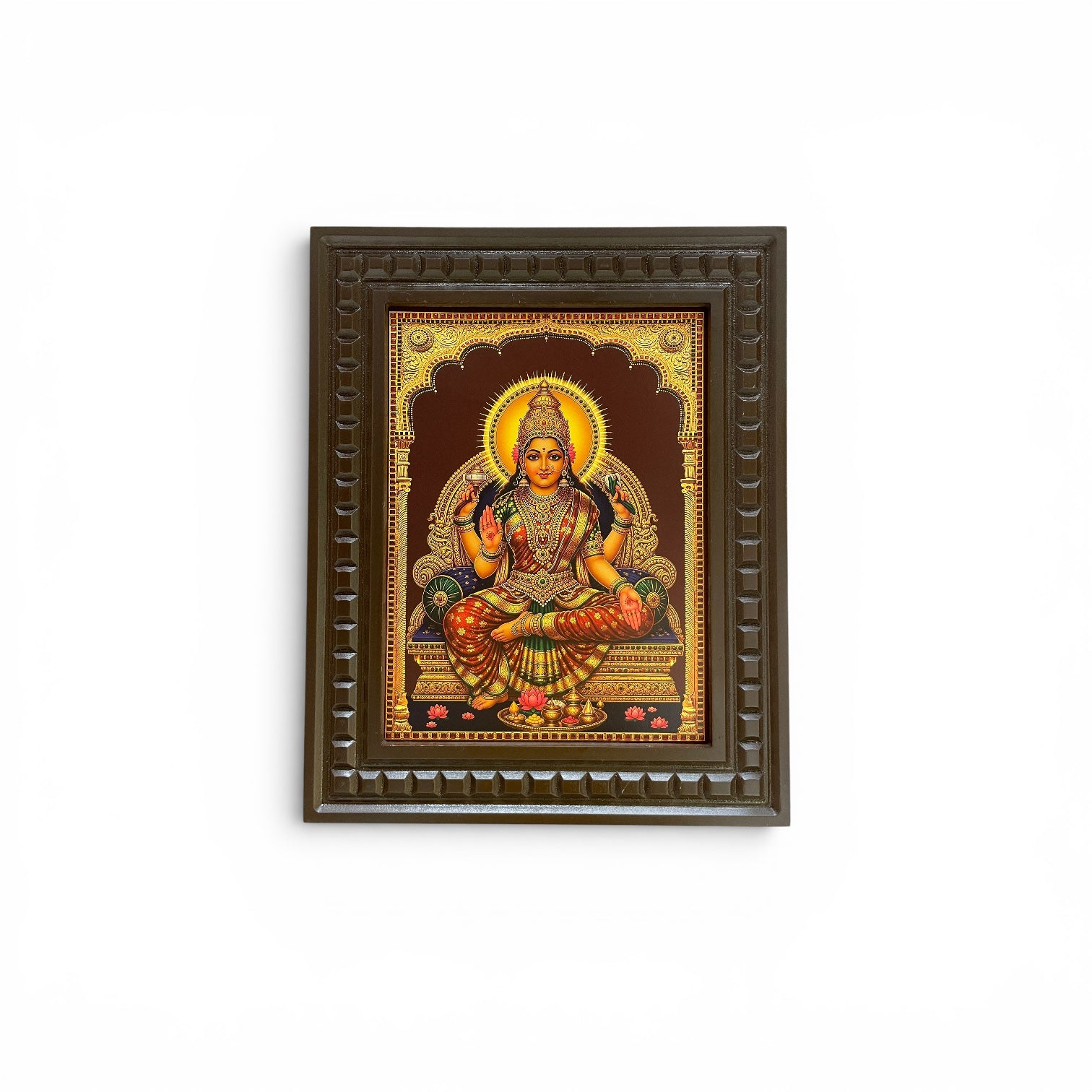 Om Sakthi Premium Gold Leaf Artwork | Luxury Wooden Frame Wall Decor for Pooja Room | Divine Hindu Temple Art by ESTUDIO