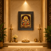 Om Sakthi Premium Gold Leaf Artwork | Luxury Wooden Frame Wall Decor for Pooja Room | Divine Hindu Temple Art by ESTUDIO