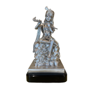 Silver Krishna Idol | 14 Inch Premium , Estudio Decor Statue for Home & Pooja Room
