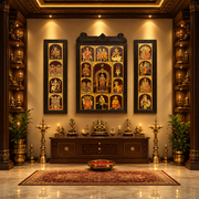 19 Gods Gold Leaf Wall Art | Premium Pooja Room Frame | Estudio