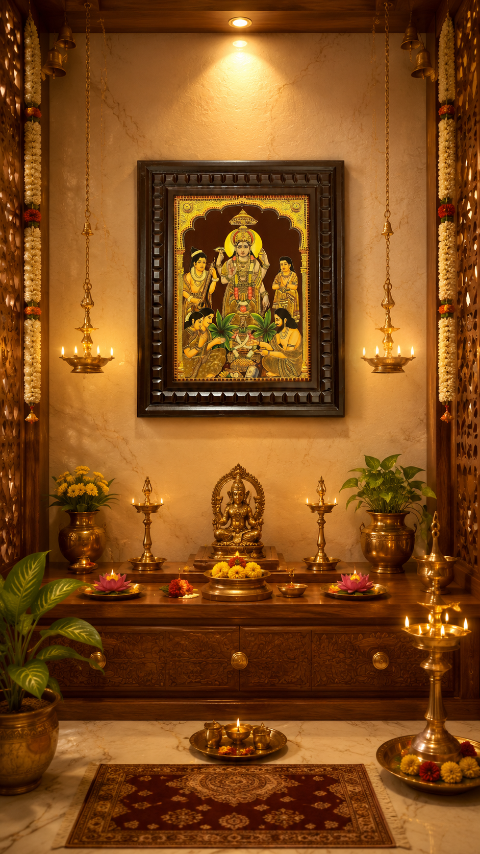 SatyaNarayana Gold Leaf Art | Traditional Pooja Room Wall Decor