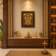 Tirupati Balaji Gold Leaf Artwork Wall Frame | Premium Venkateswara Swamy Temple Wall Decor for Pooja Room | Luxury Wooden Frame by ESTUDIO