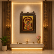 Tirupati Balaji Temple Wooden Frame Wall Art | Premium Lord Venkateswara Devotional Wall Decor | Luxury Pooja Room Frame
