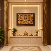 9 Gods Gold Leaf Art for Pooja Room | Premium Hindu Wall Decor Frame | Luxury Home Temple Wall Hanging | Traditional Wooden Frame for Home, Office & Spiritual Interior