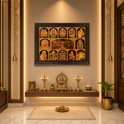 13 Divine Hindu Gods Gold Leaf Wall Art for Pooja Room