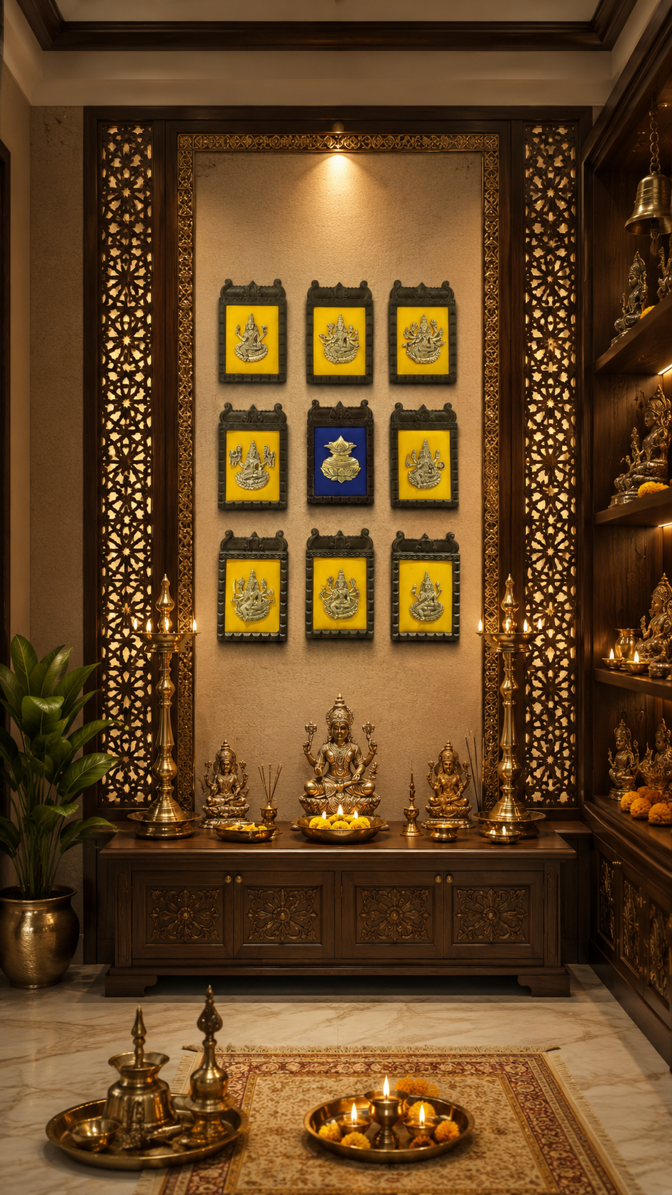 Kalash with Ashtalakshmi – Elegant Gold Finish Devotional Wall Art
