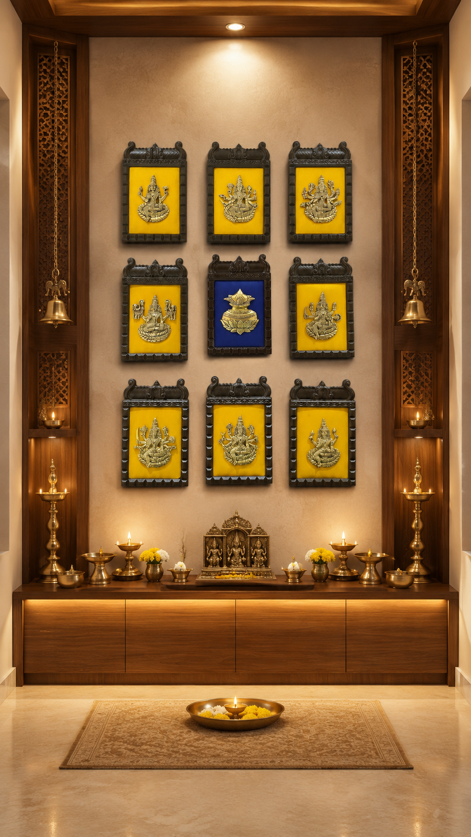 Kalash with Ashtalakshmi – Elegant Gold Finish Devotional Wall Art