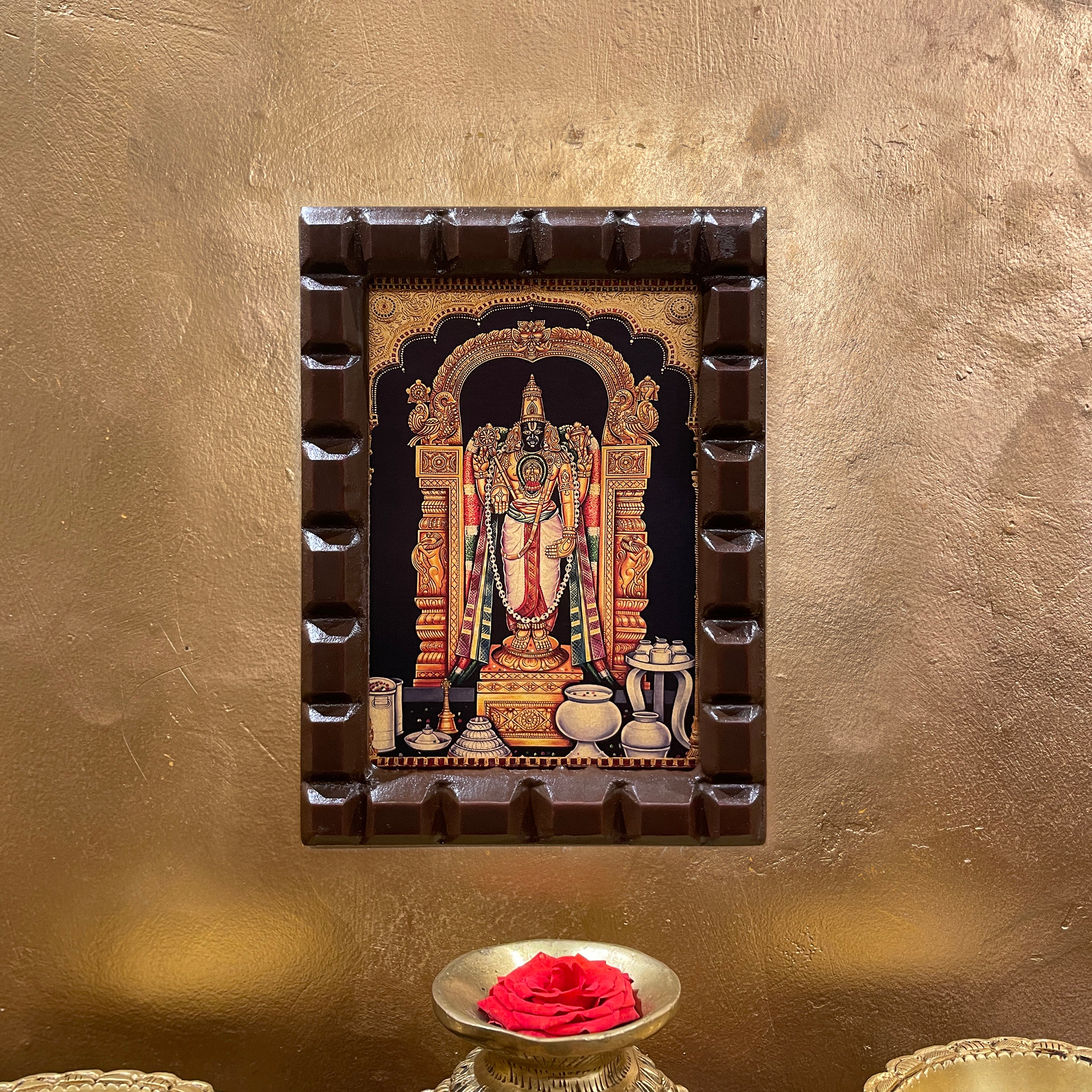 Prasanna Venkata Gold Leaf Art | Lord Venkateswara Wall Frame