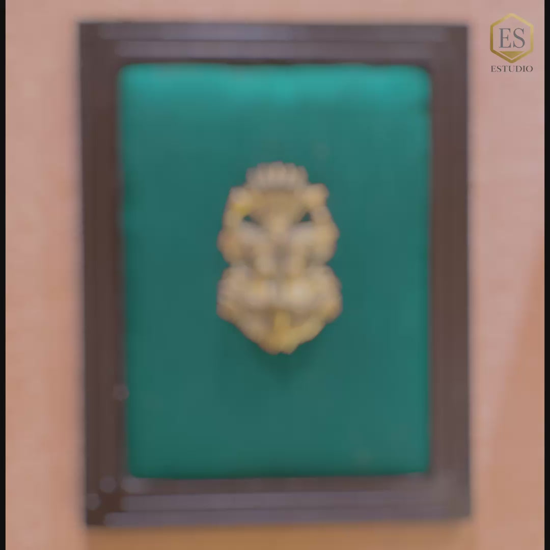 Load video: Kirtimukuda Brass Wall Art Frame for Pooja Room | Premium Temple Decor by Estudio