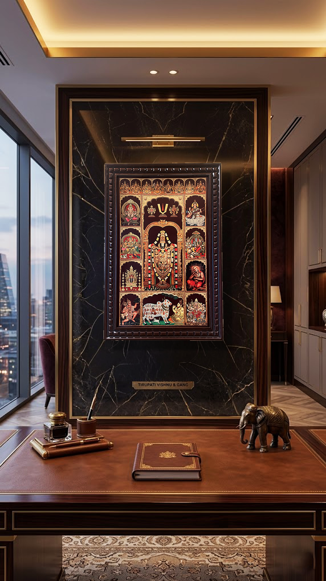 Load video: 17 Gods in One Frame – Tirupati Balaji Darshan Wall Frame | Premium Wooden Frame | Vastu Spiritual Wall Decor for Home &amp; Pooja Room
