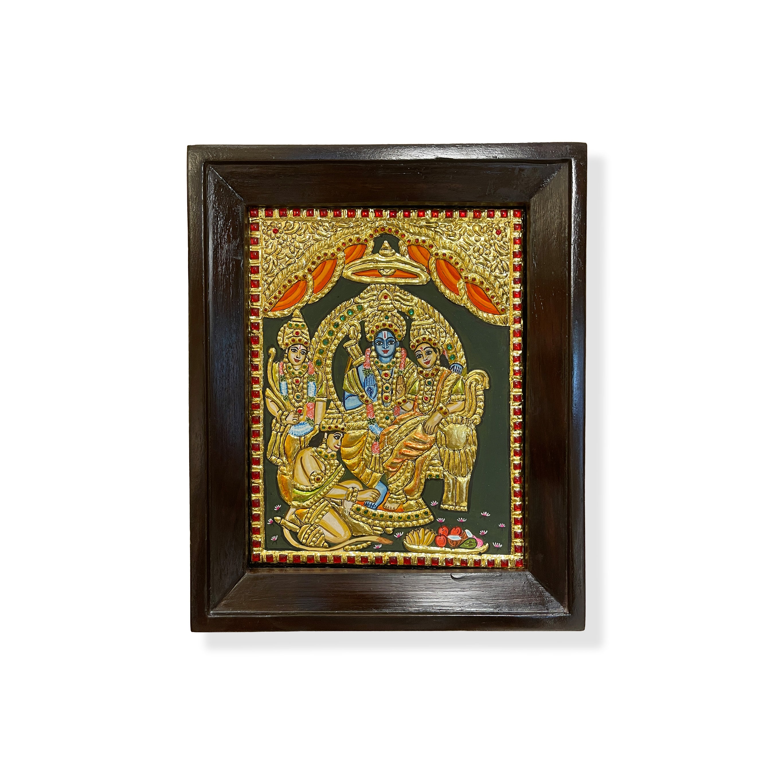 Ram Parivar Tanjore Painting | Rosewood Frame Luxury Pooja Room Wall Art