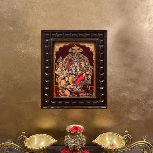 Gold Leafed Ram Parivar in Wooden Frame