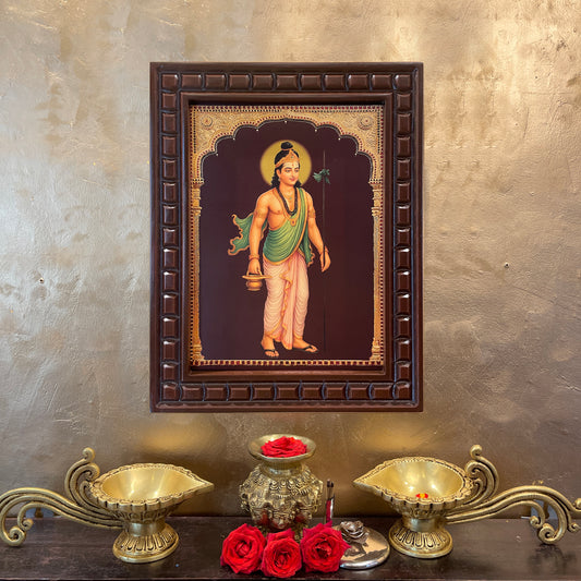 Renukacharya Gold Leafed Art in Wooden Frame