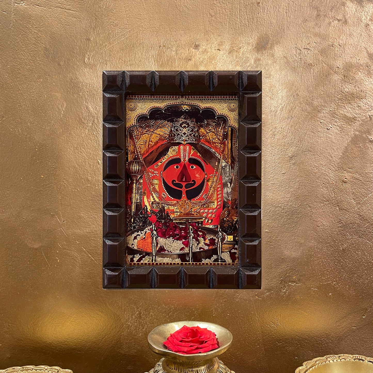 Salasar Hanuman Framed Devotional Art | Bajrangbali Hindu Wall Decor