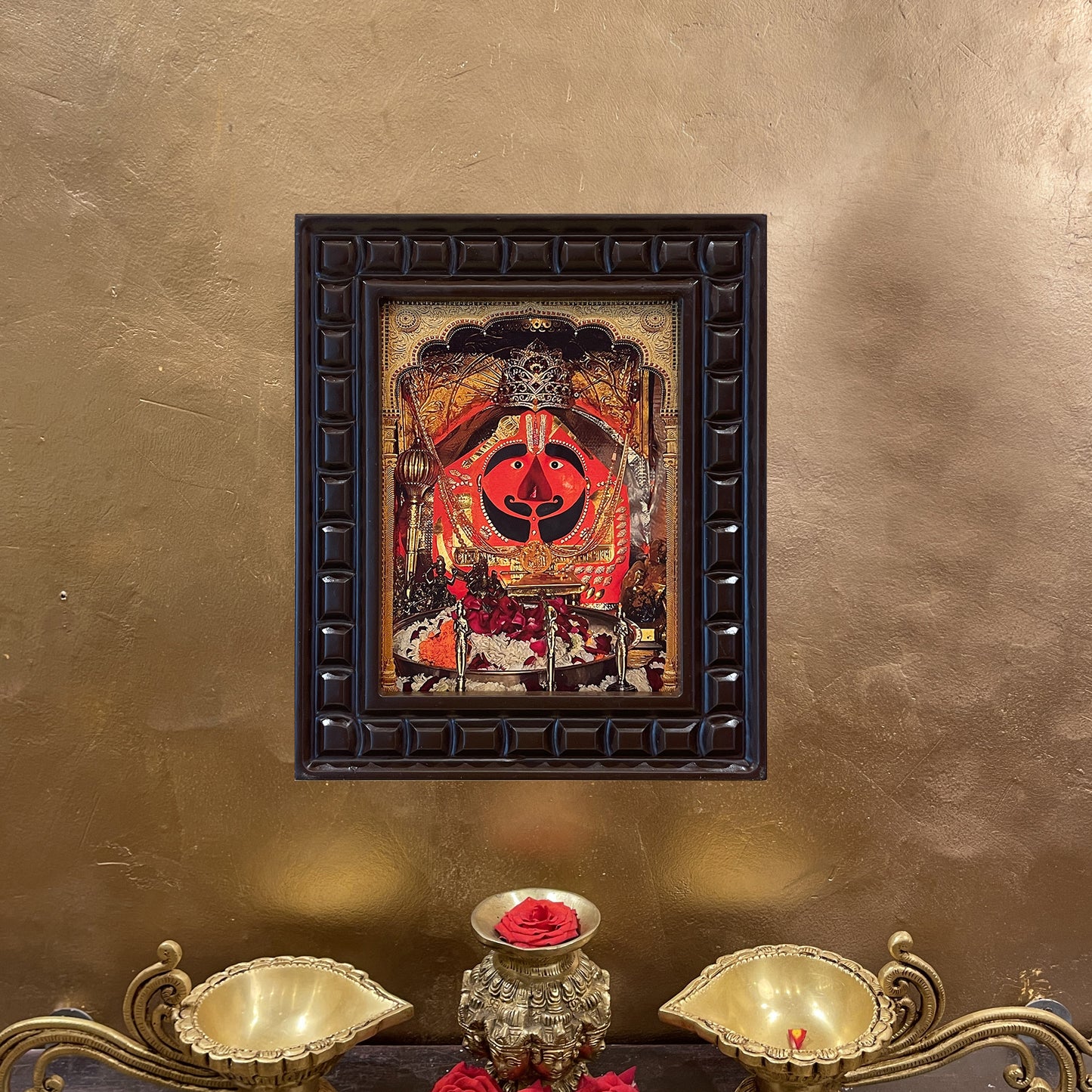 Salasar Hanuman Framed Devotional Art | Bajrangbali Hindu Wall Decor