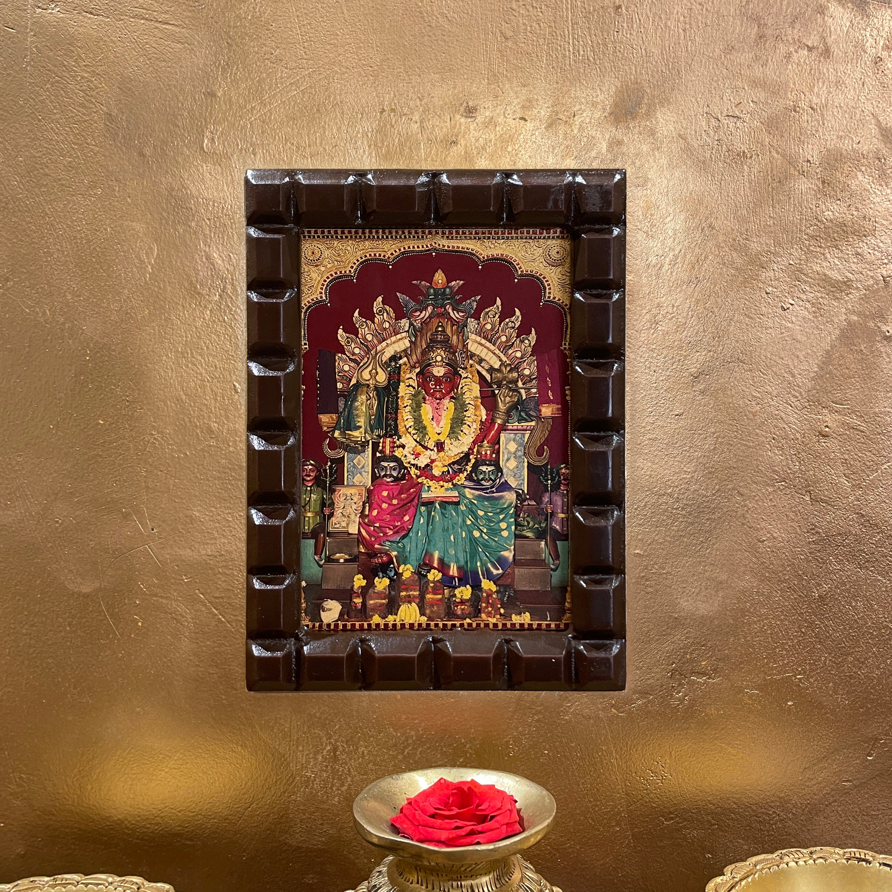 Salem Mariamman Gold Leaf Art | Traditional Amman Devotional Wall Frame