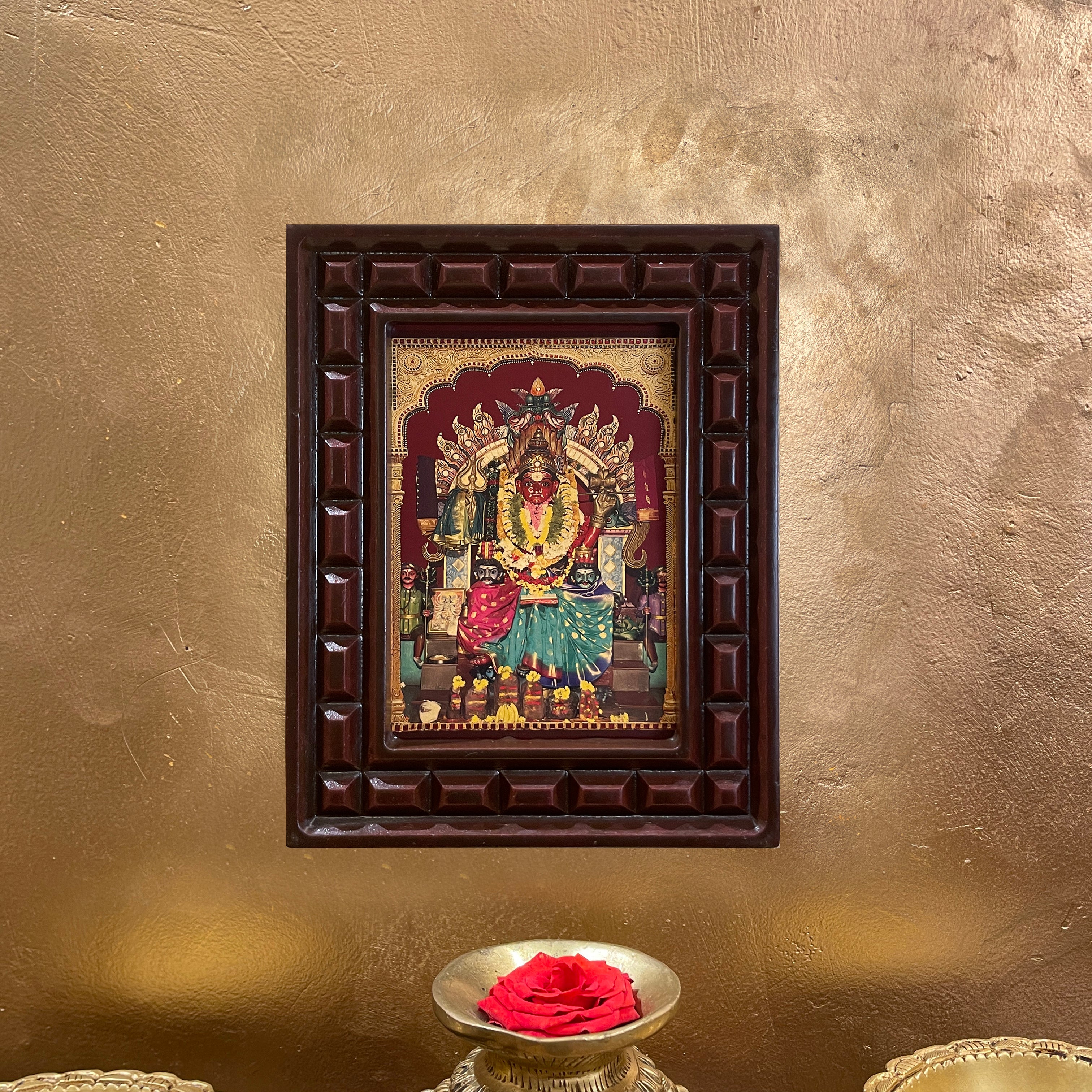 Salem Mariamman Gold Leaf Art | Traditional Amman Devotional Wall Frame