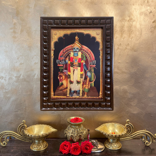 Sangali Andhavan Gold Leafed Art | Guardian Deity Wall Frame for Pooja Room