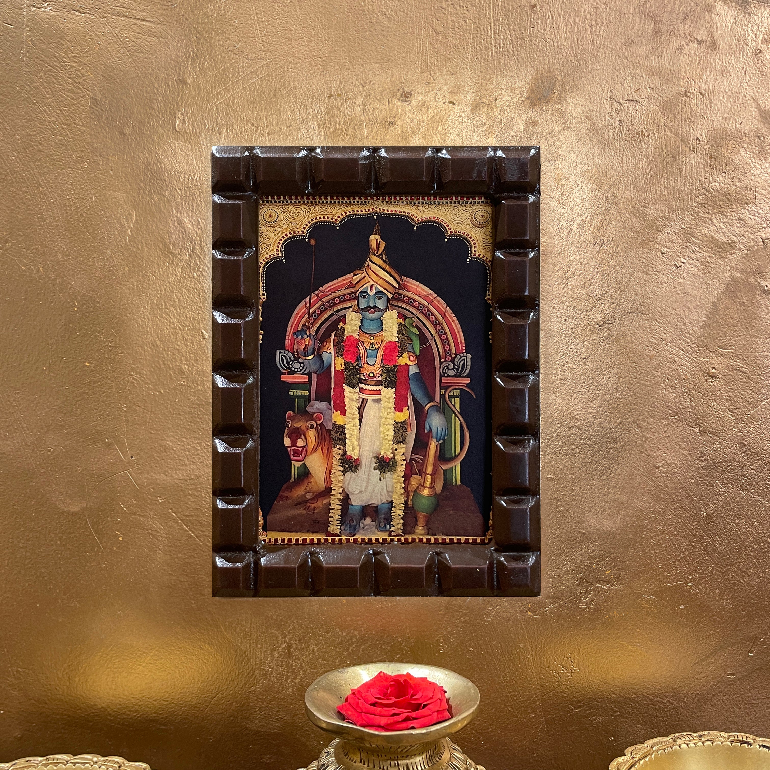 Sangali Andhavan Gold Leafed Art | Guardian Deity Wall Frame for Pooja Room