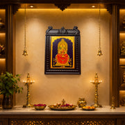 Sringeri Sharadamba Gold Leaf Artwork | Premium Engineered Wooden Temple Frame | Luxury Hindu Wall Decor for Pooja Room
