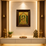 Goddess Saraswati Tanjore Painting with Rosewood Frame | Traditional Gold Leaf Art