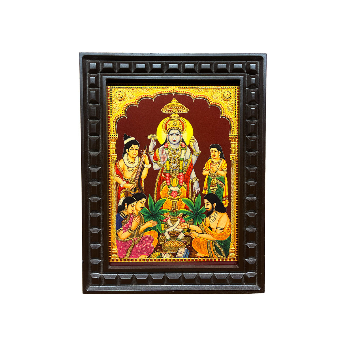 SatyaNarayana Gold Leaf Art | Traditional Pooja Room Wall Decor
