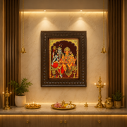 Shiva Parivar Premium Gold Leaf Artwork | Luxury Hindu Wall Art for Pooja Room