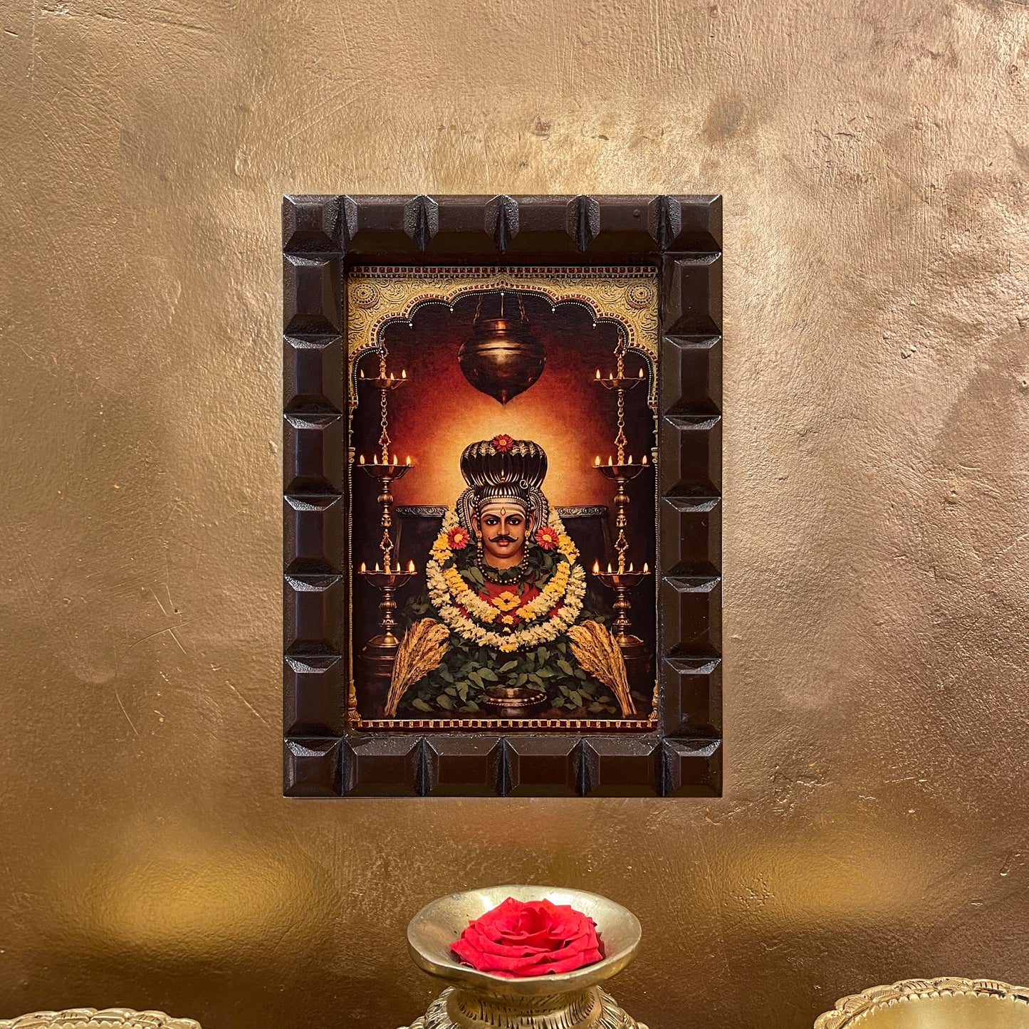 Sri Siddeshwara Gold Leaf Art in Wooden Frame