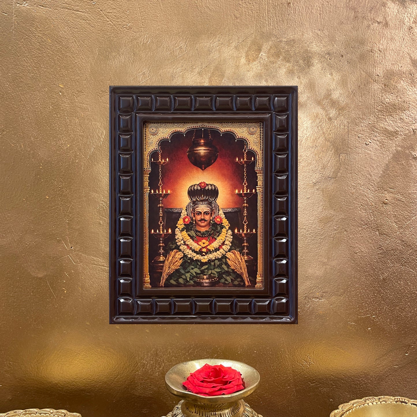 Sri Siddeshwara Gold Leaf Art in Wooden Frame