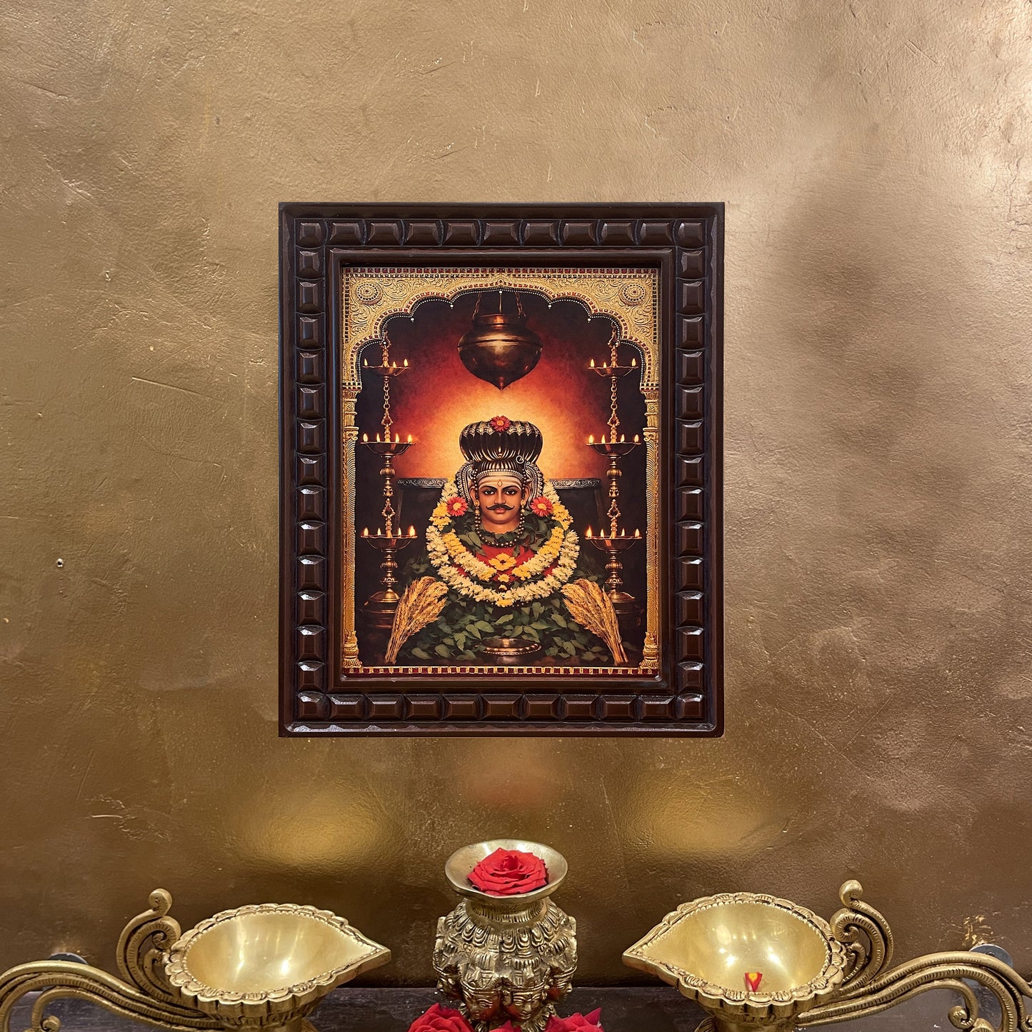 Sri Siddeshwara Gold Leaf Art in Wooden Frame