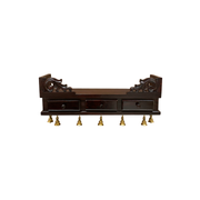 Wooden Wall Shelf with Bells – Traditional Rosewood Elegance for Home & Office