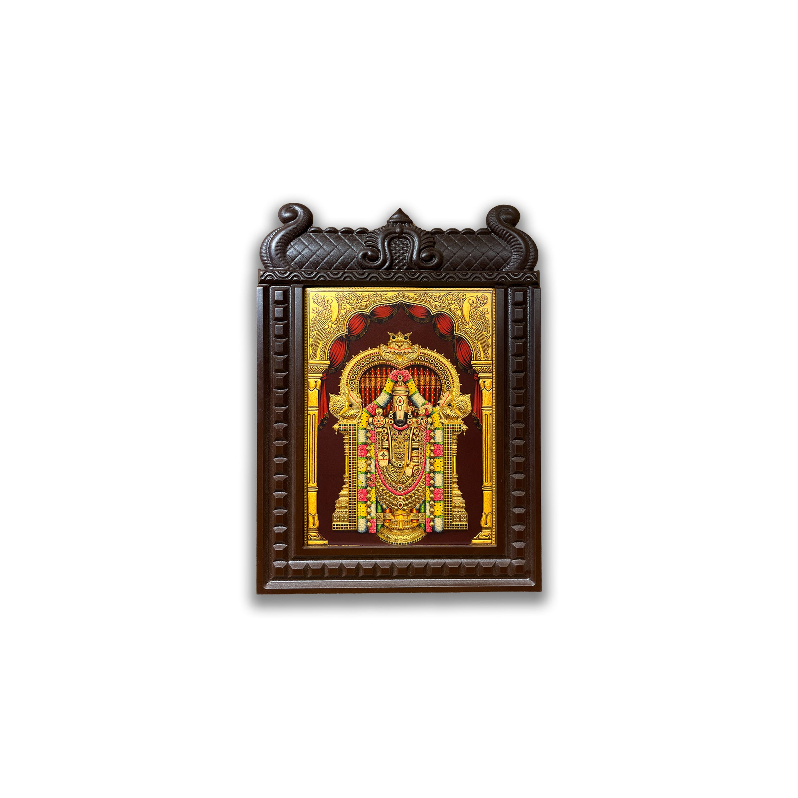 Tirupati Balaji Engineered Wooden Temple Frame | Premium Gold Leaf Artwork for Home Temple & Wall Decor