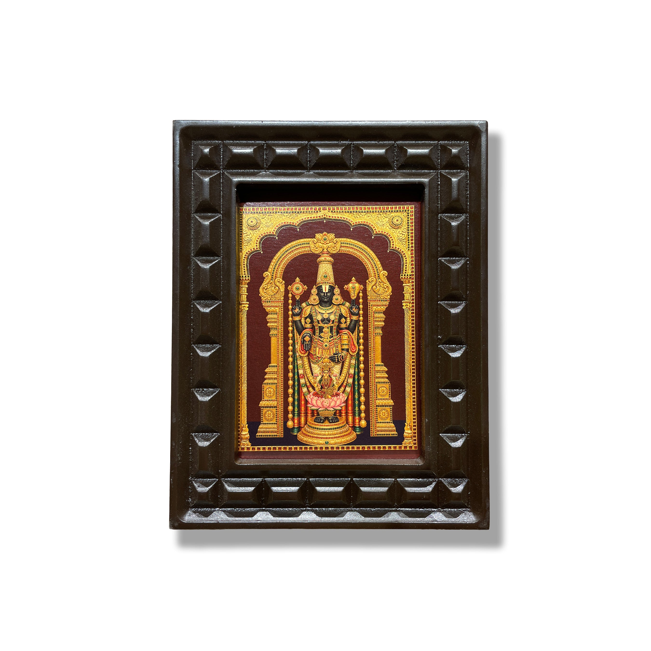 Tirupati Balaji Gold Leaf Artwork | Handcrafted Engineered Wooden Frame