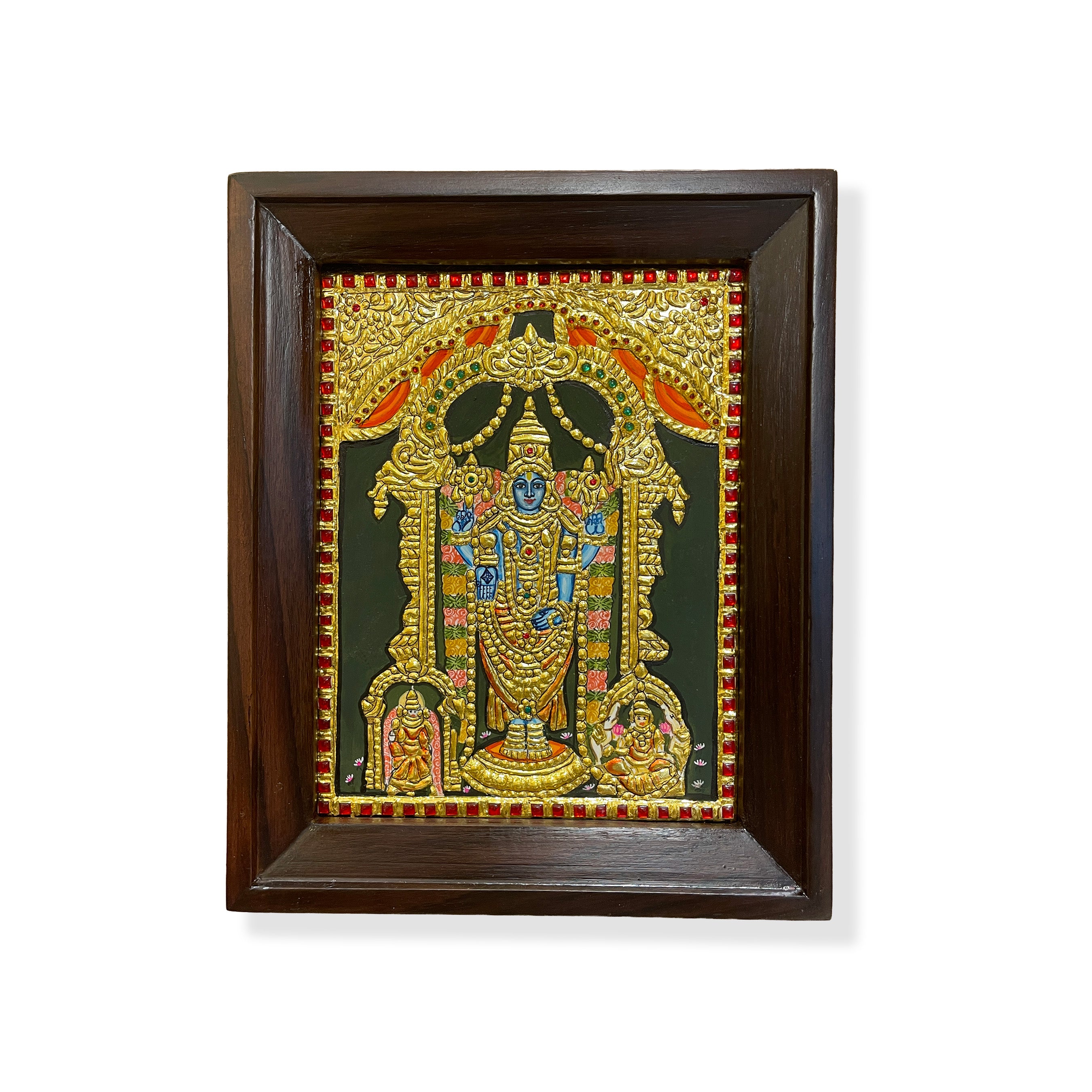 Tirupati Balaji Tanjore Painting | Traditional Gold Leaf Art with Rosewood Frame