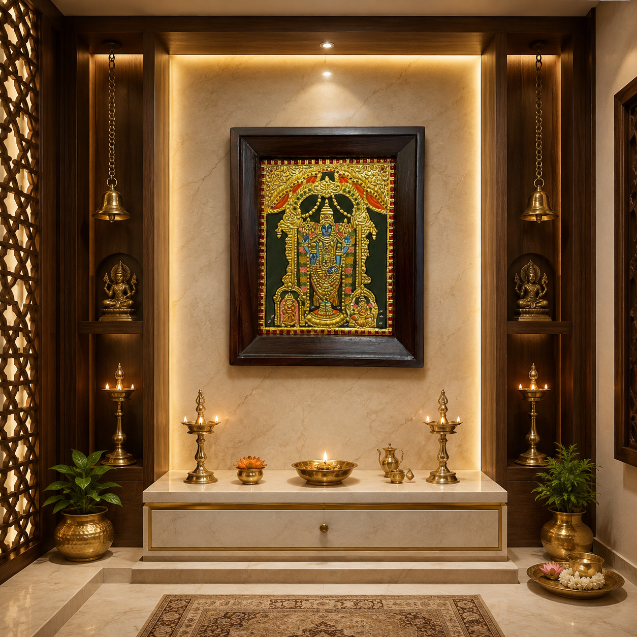 Tirupati Balaji Tanjore Painting | Traditional Gold Leaf Art with Rosewood Frame