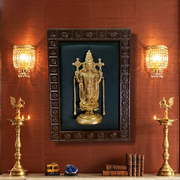 Tirupati Balaji Brass Luxury Green Silk Pooja Wall Frame with Gold Deity , Not Just a Frame… It’s Divine Art ✨