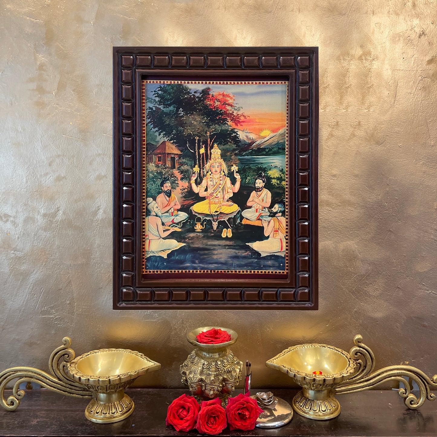 Vaikhanasa Maharshi Gold Leaf Art in Wooden Frame