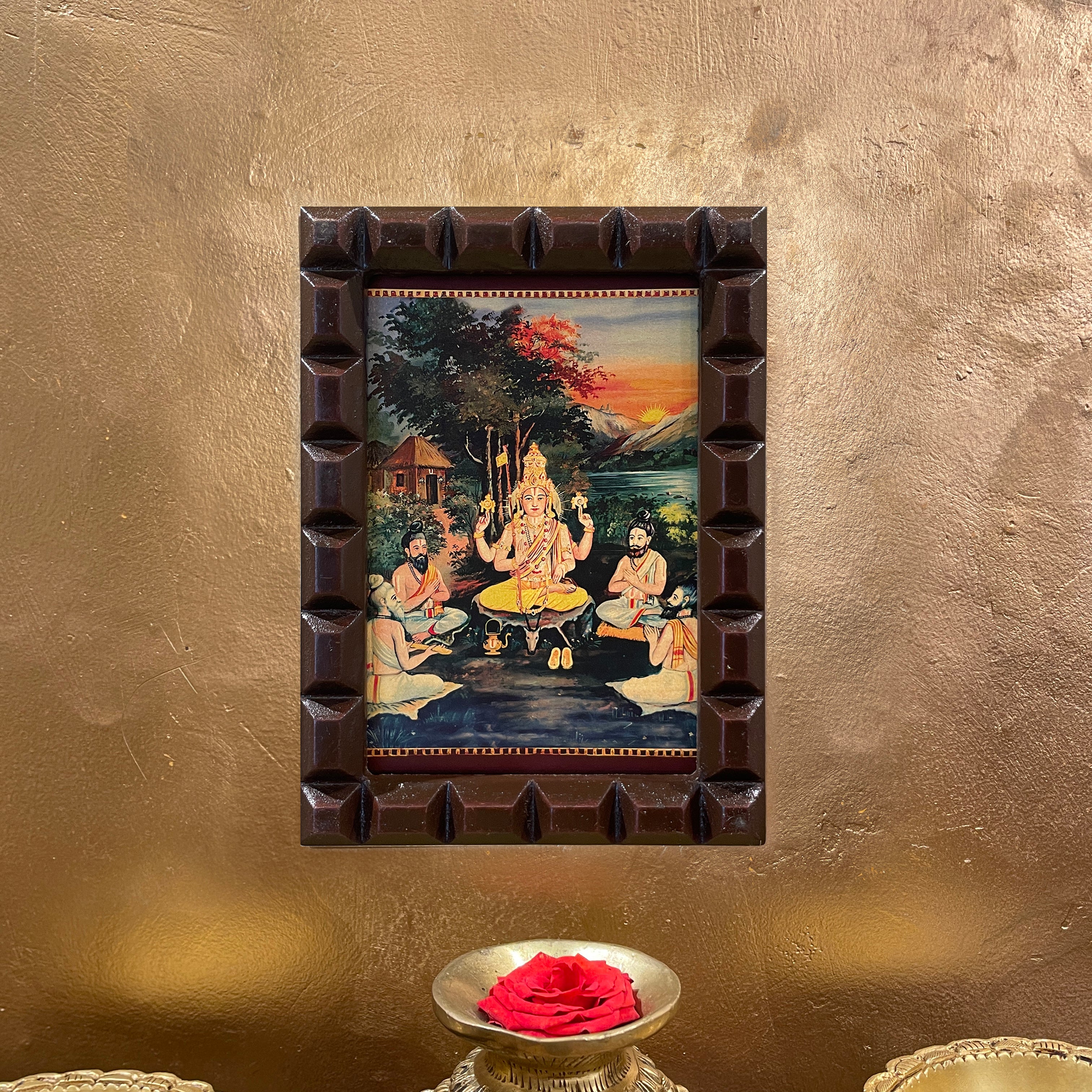 Vaikhanasa Maharshi Gold Leaf Art in Wooden Frame