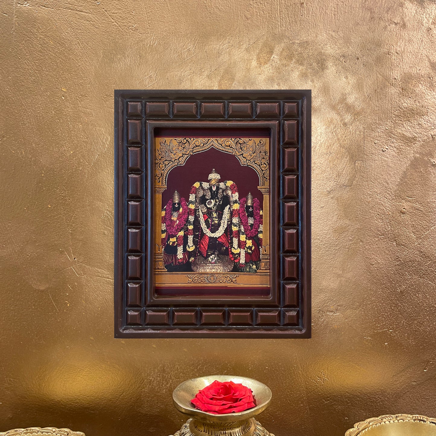 Lord Vardharaja Gold Leafed Art in Wooden Frame