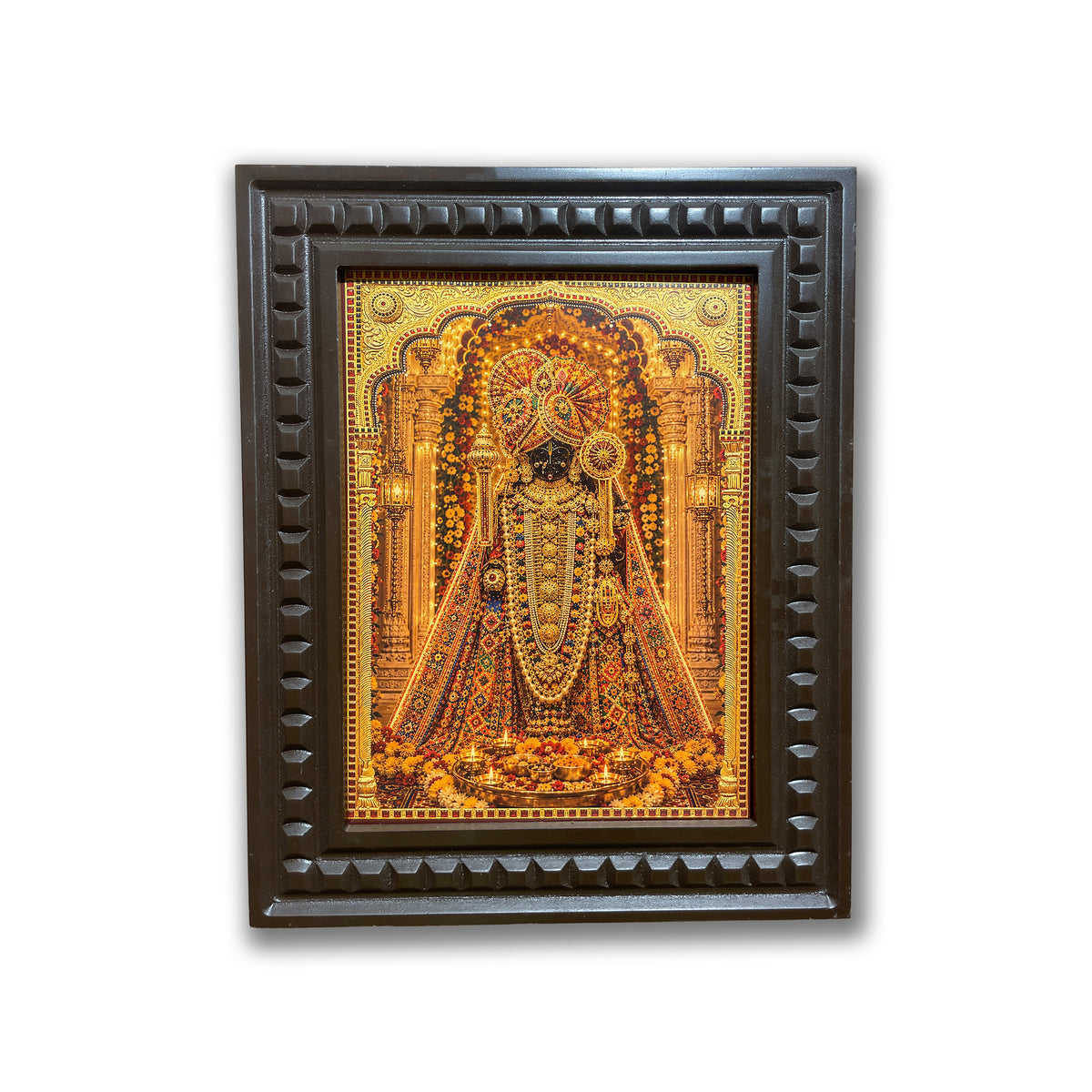 Lord Dwarkadhish  Gold Leaf Artwork | Luxury Pooja Room Wall Art