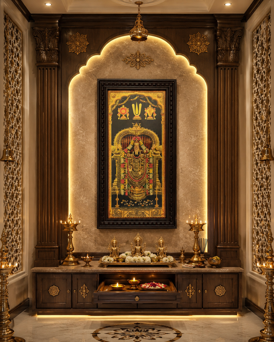 Tirupati Balaji Tanjore Painting Wall Art | Lord Venkateswara Frame for Home, Pooja Room & Office Decor