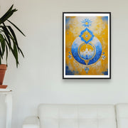 Original Acrylic Painting Sacred Geometry Colours of Art in Yellow and Blue on Canvas - without frame