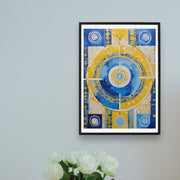 Original Acrylic Painting Sacred Geometry Colours of Art in Yellow and Blue Digital Art Stretch 2 on Canvas - without frame