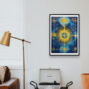 Original Acrylic Painting Sacred Geometry Colours of Art in Yellow and Blue on Canvas - without frame